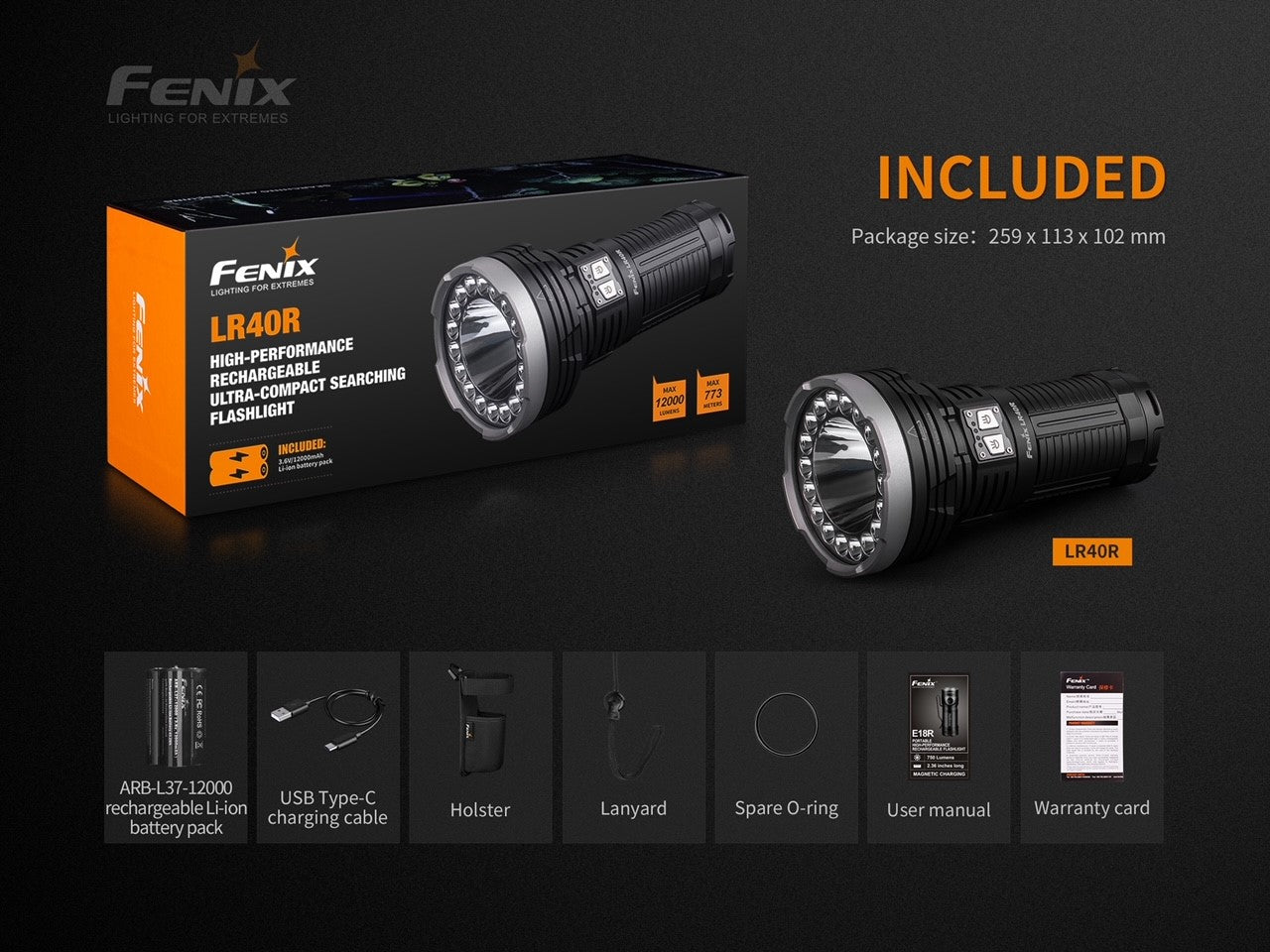LR40R 12.000 Lumen Taschenlampe