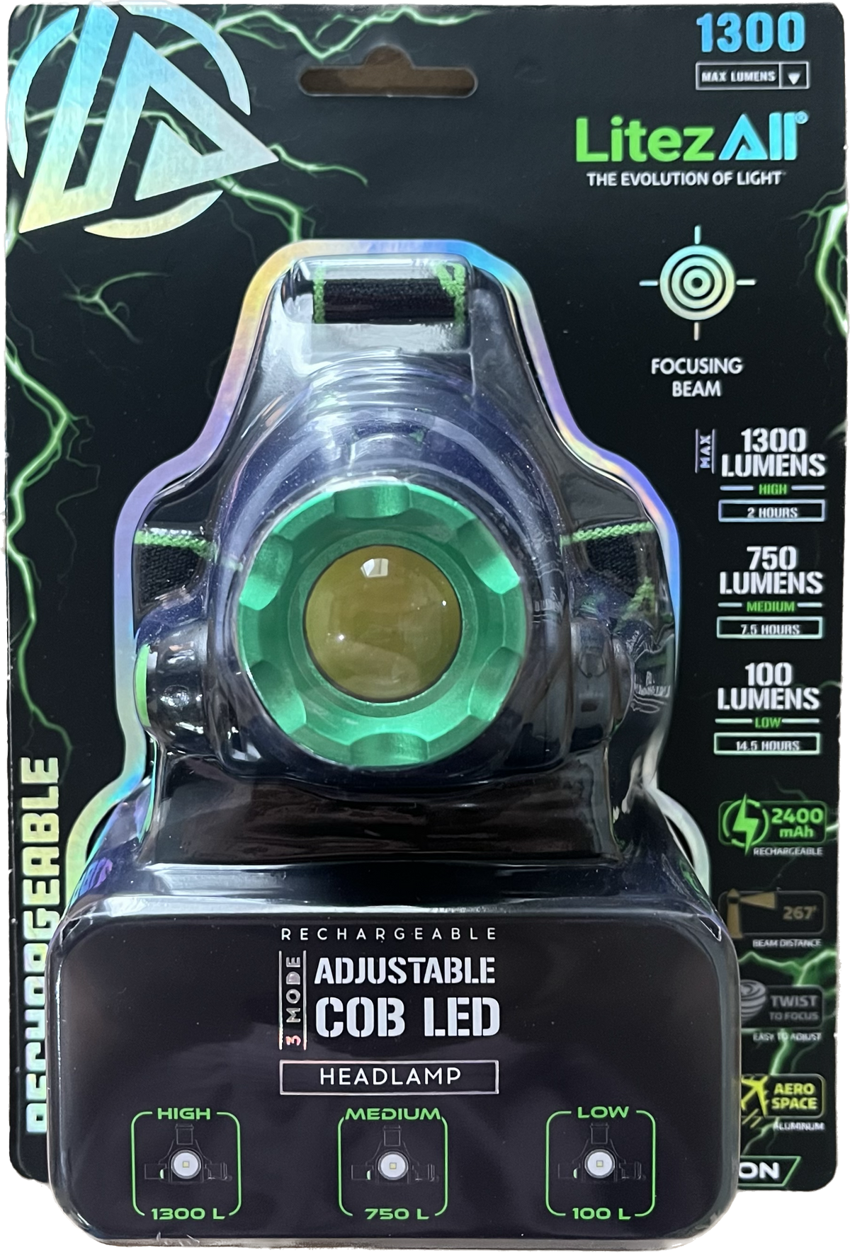 Aufladbarer 1300-Lumen-Scheinwerfer