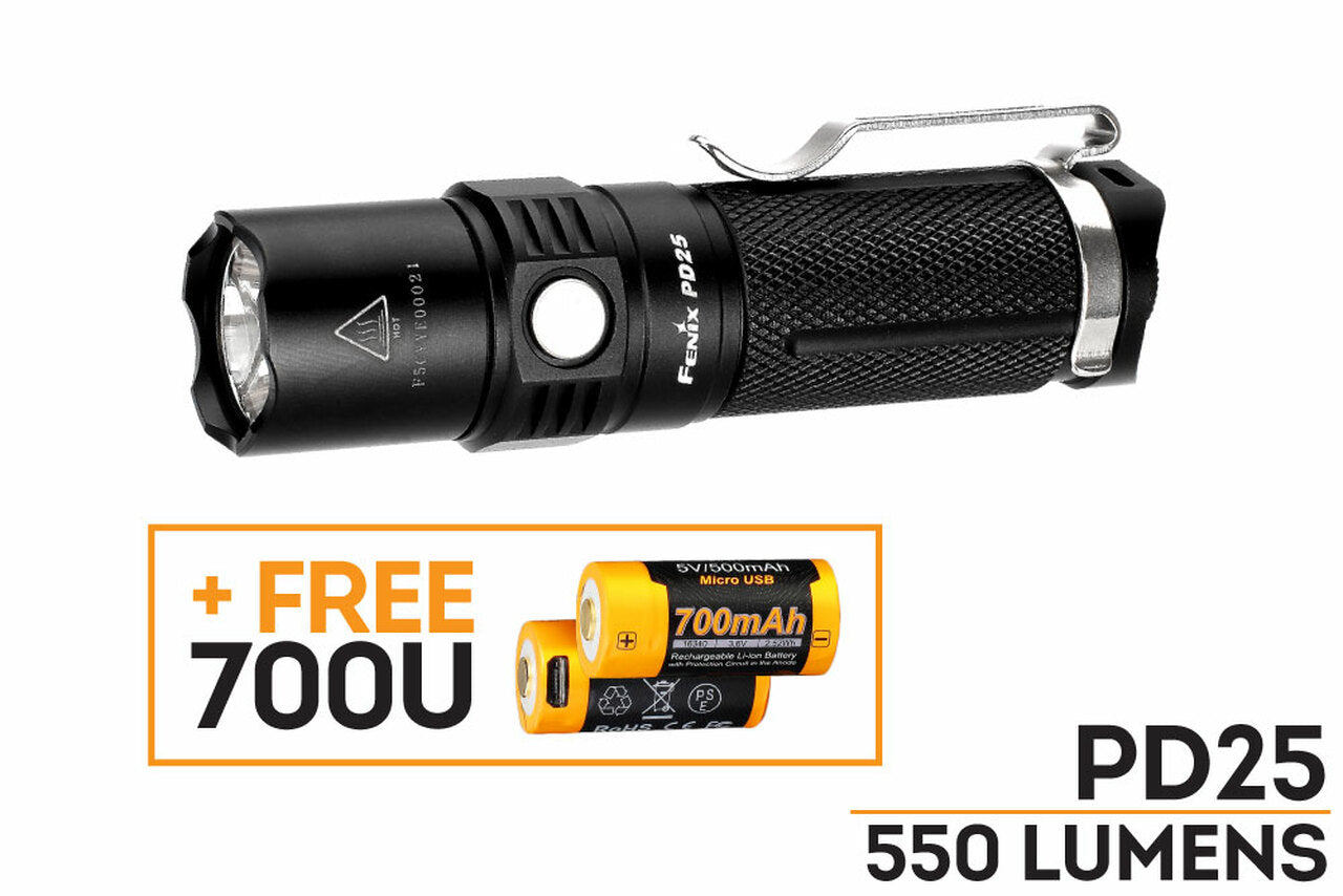PD25 LED Taschenlampe + Batterie